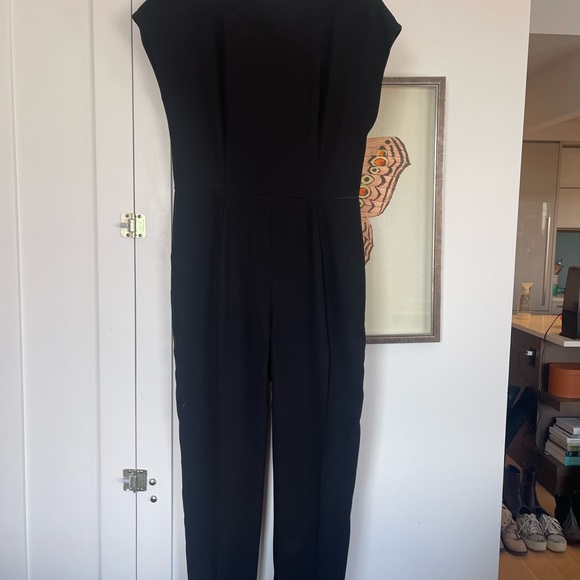Reiss Jumpsuit Cap Sleeve Keyhole Back Black 14 - Picture 2 of 2